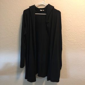 Oversized Black Hooded Cardigan